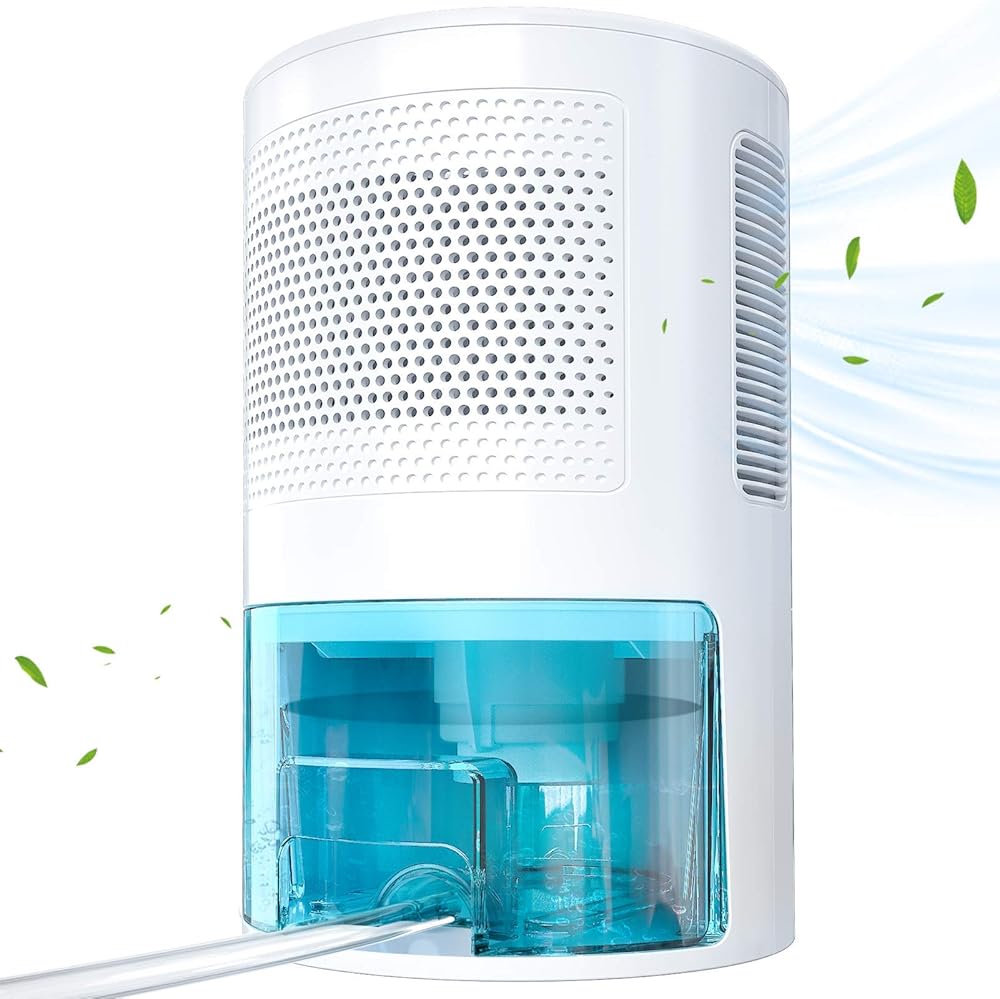 Dehumidifiers for Home - 5000 Cubic Feet (450 Sq.ft) Upgraded with Drain Hose Dehumidifiers Closet RV Basements, 2000ML (68 oz) Quiet Portable Small Dehumidifier, white