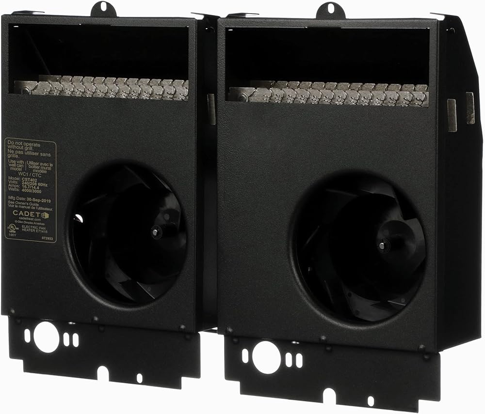 Cadet Com-Pak Twin Electric Wall Heater Assembly Only Without Thermostat (Model: CST402, Part: 67529), 13648/10236 BTU, 240/208 Volt, 4000/3000 Watt