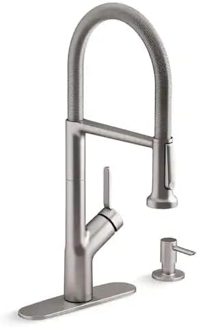 Kohler Setra Single-Handle (K-R29343-SD-VS) Professional Kitchen Sink Faucet with Soap Dispenser in Vibrant Stainless