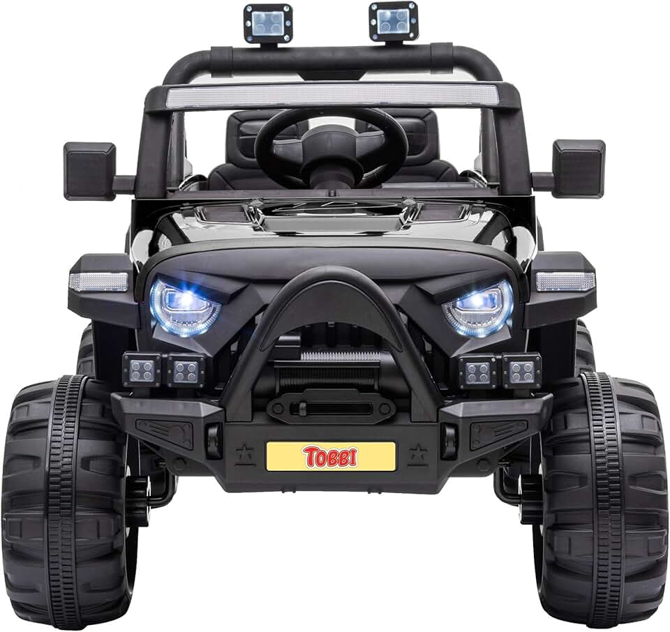 TOBBI 12v Kids Ride On Truck with Remote Control, Battery Powered Ride on Toy Car w/Music, MP3, Safety Belt, Black