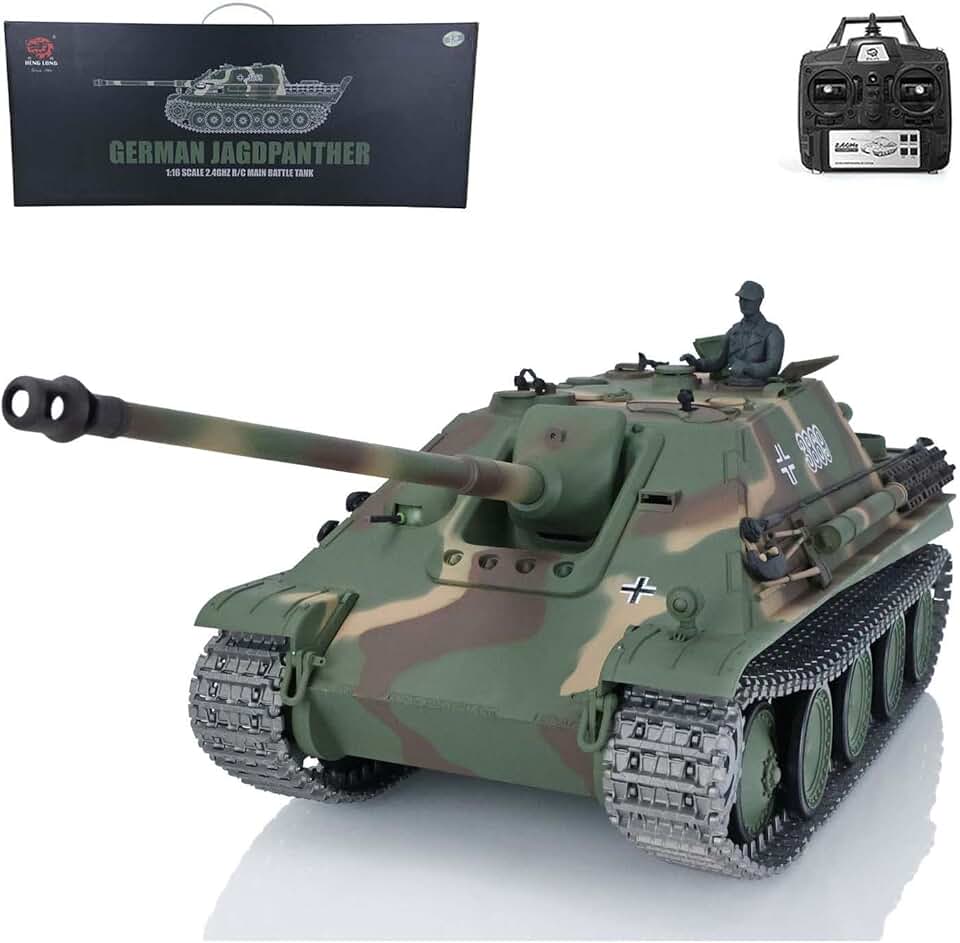 TOUCAN RC HOBBY 1/16 7.0 Upgraded Jadpanther RTR RC Tank Henglong Model 3869 Metal Tracks Drive Wheels Steel Gearbox Ir Battle Airsoft Smoke