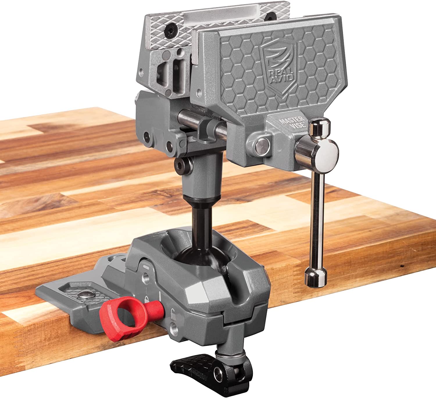 Real Avid Precision Bench Vise W/ Clamping Jaws & Swiveling  Body