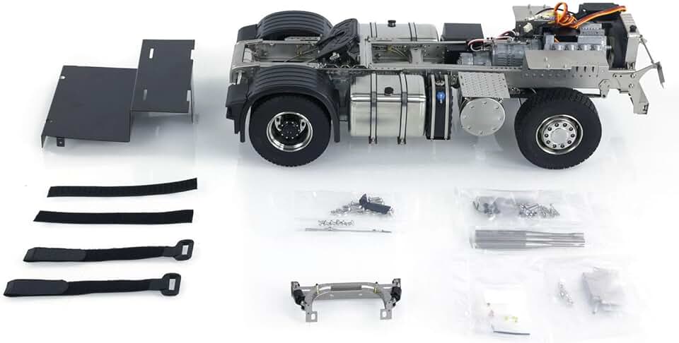 4X4 1/14 Metal Chassis for RC Tractor Truck R620 R730 Remote Control Car Model 3-Speed Transmission Differential Lock Axles