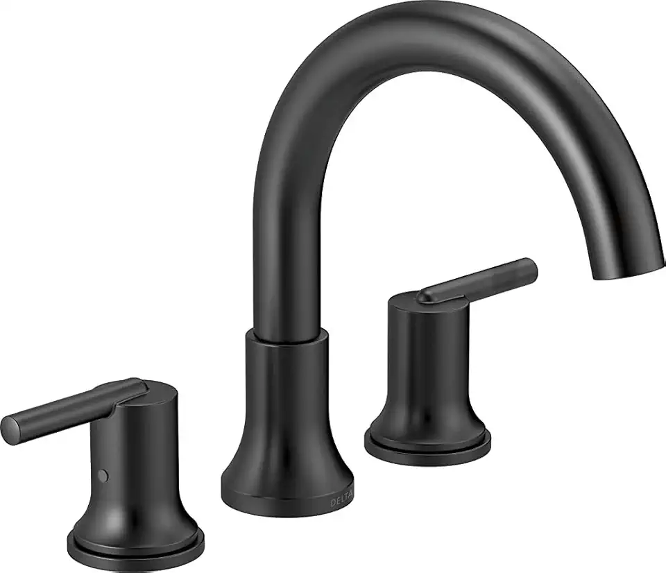 Delta Faucet Trinsic Roman Tub Trim - T2759-BL - Modern Bathroom Tub Faucet Set - Includes Tub Faucet & Handles - Matte Black (Valve Sold Separately)