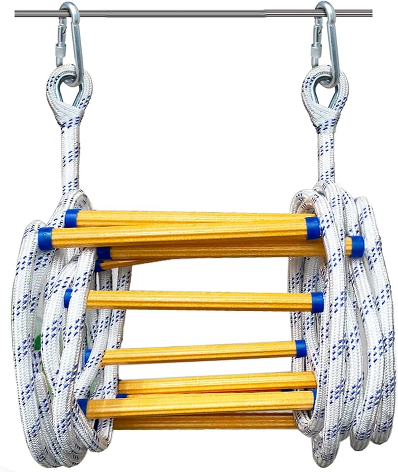 Nylon Rope Ladders Home Climbing Emergency Fire Escape Ladder for Windows and Balcony, Compact Reusable Fire Evacuation Safety Ladder,49FT/15M