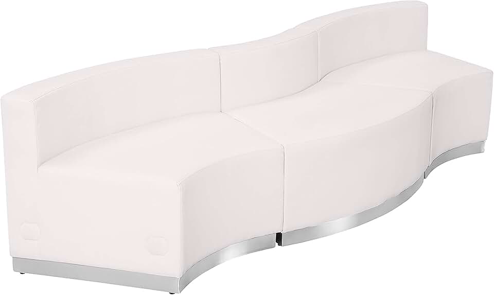 Flash Furniture HERCULES Alon Series White LeatherSoft Reception Configuration, 3 Pieces