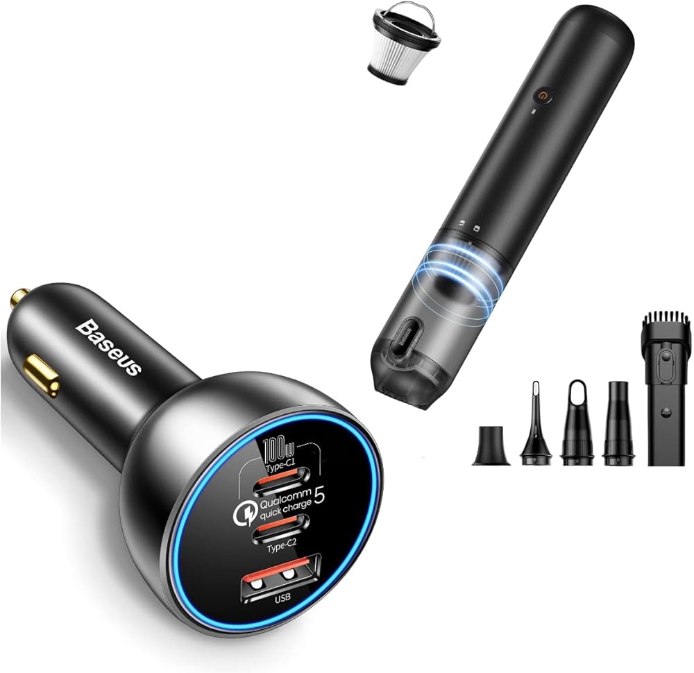 Baseus Car Vacuum Cleaner High Power & 160W USB C Car Charger