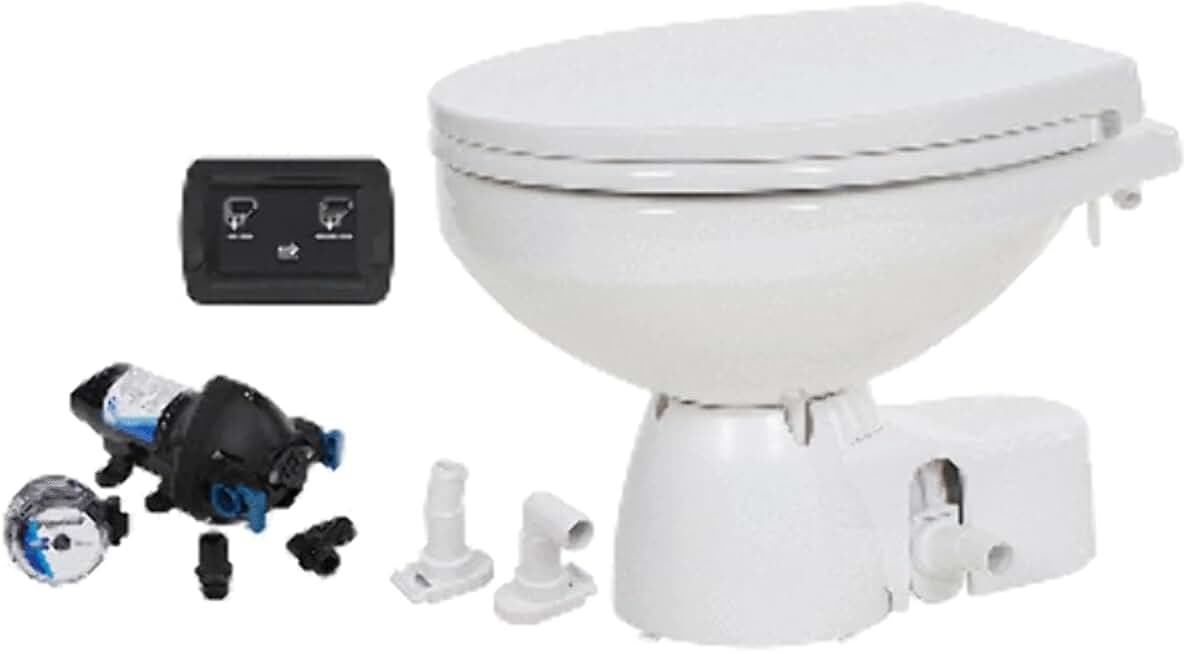 Jabsco Quiet Flush E2 Raw Water Toilet Regular Bowl - 12V – Soft Close Lid