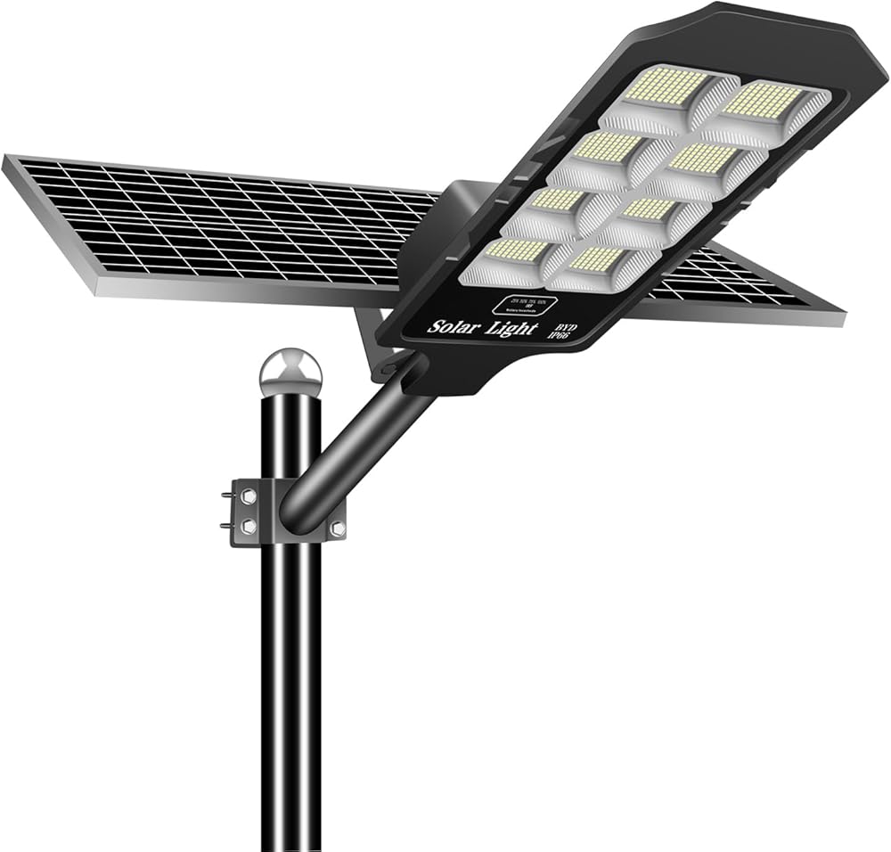 Solar Street Lights Outdoor, 1600W Solar Flood Parking Lot Lights With Remote Security Motion Sensor Led Fixture Dusk to Dawn IP66 Waterproof For Stadium,Pathway,Yard,Driveway,Roadway,Basketball Court