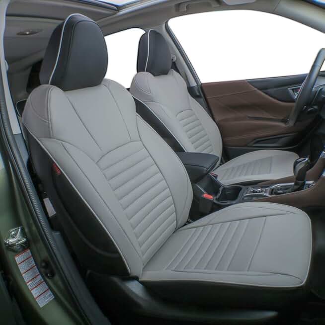 EKR Custom Fit XV Crosstrek Car Seat Covers for Select Subaru Crosstrek 2018 2019 2020 2021 2022 2023 - Full Set,Leather (Black/Gray)