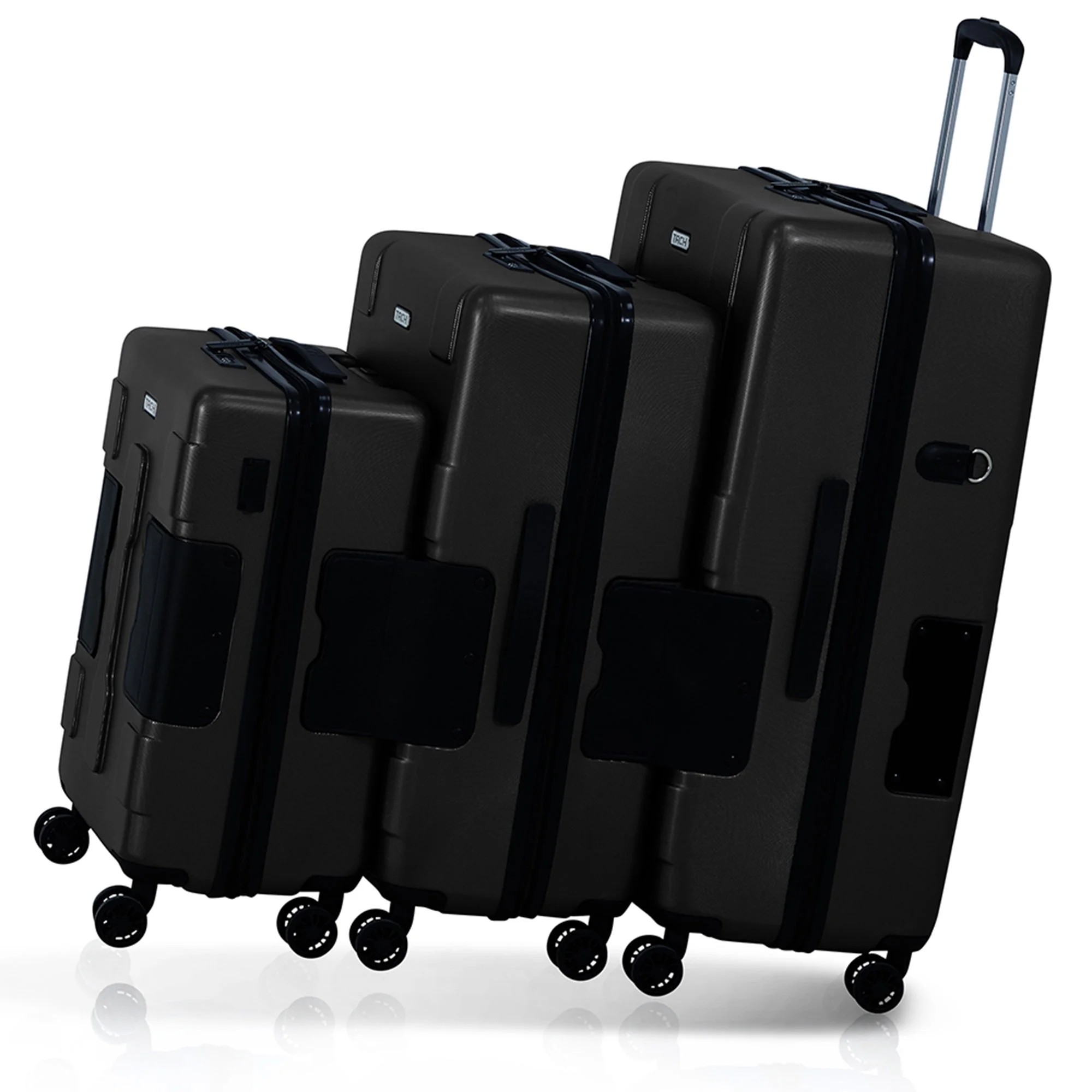 TACH V3.1 Lightweight 3pc Hardside Luggage Suitcase Set w/ChargePort, Black