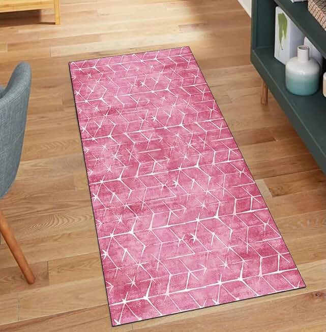 Modern Runners for Hallway Kitchen Pink Non Slip 3'4