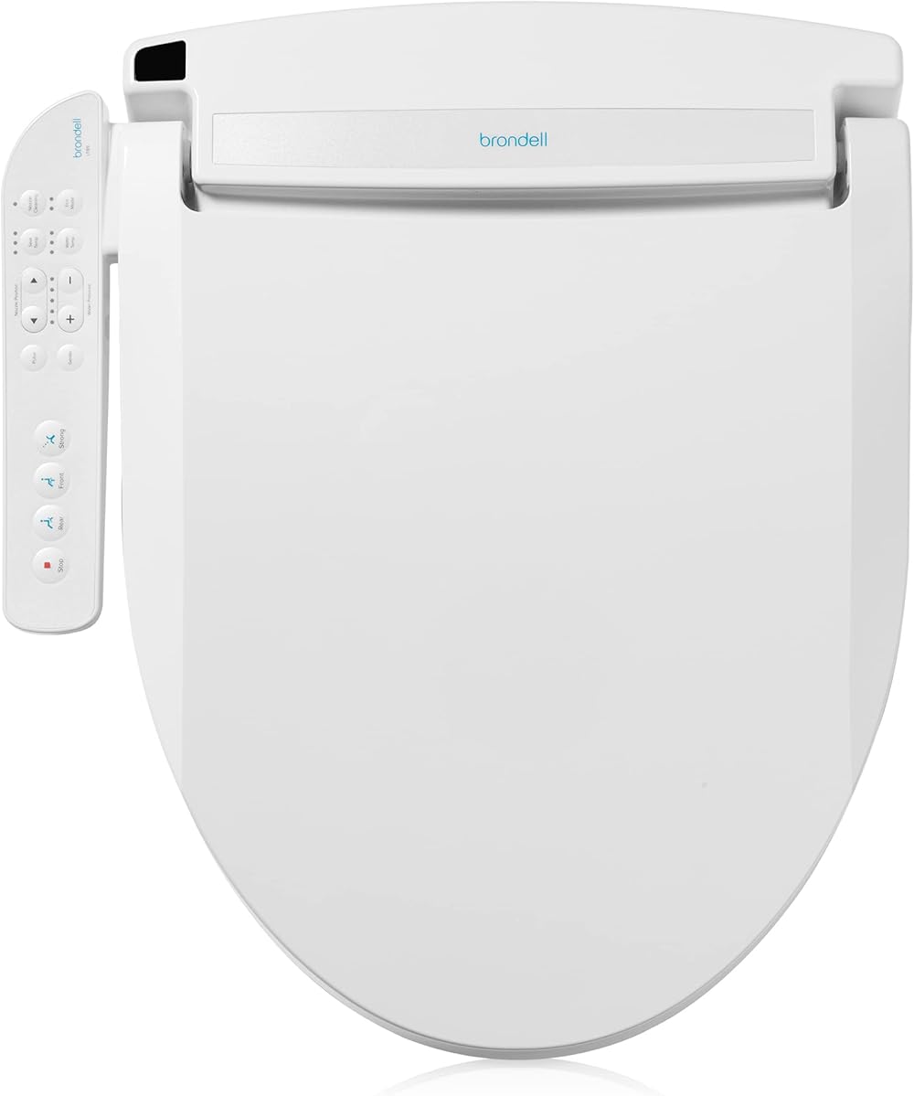 Brondell Swash Electronic Bidet Toilet Seat LT89, Fits Elongated Toilets, White – Side Arm Control, Warm Water Wash, Strong Wash Mode, Stainless-Steel Nozzle, Nightlight and Easy Installation