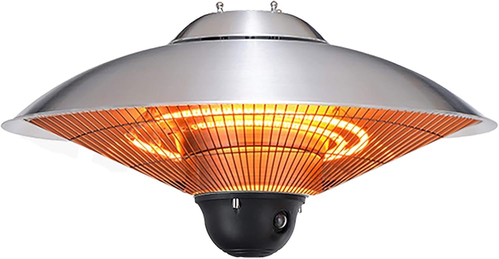 Patio Heater Outdoor Patio Heater - Hanging Ceiling Electric Infrared Heater, with Remote and 2 Power Settings Quiet Heating for Outdoor/Indoor Balcony - 1500W
