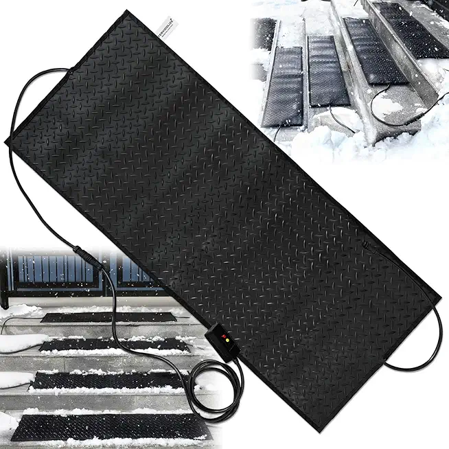 Snow Melting Mats for Stairs, Heated Outdoor Mats, Electric Snow Melting Mats for Winter Snow Removal, Snow and Ice Melting Mats, No-Slip Stair Heating Mats with Power Cord and Timing (30