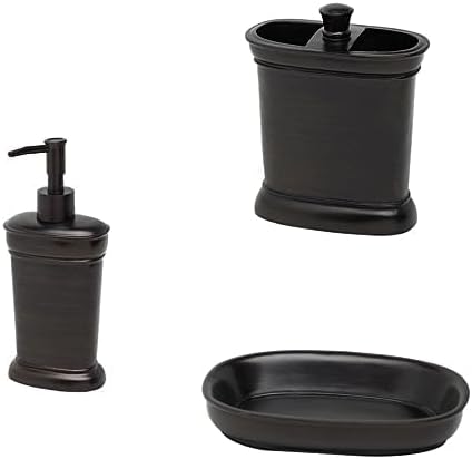 Zenna Home Marion Bathroom Vanity Accessories 3-Piece Set in Oil Rubbed Bronze Finish: Includes Lotion/Soap Dispenser, Toothbrush Holder, and Soap Dish