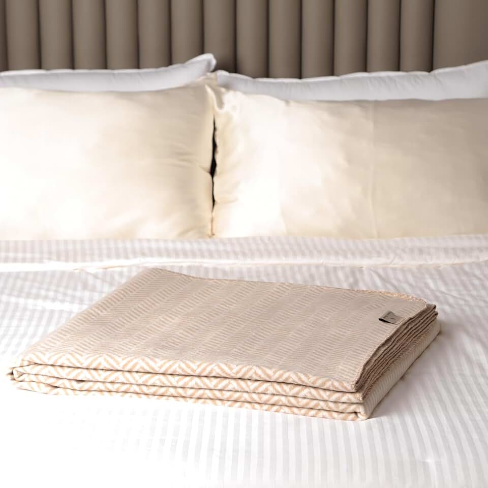 CUDDLE DREAMS Silk Fleece Blanket for Bed, Soft, Breathable & Skin-Friendly (Herringbone Taupe, King 108