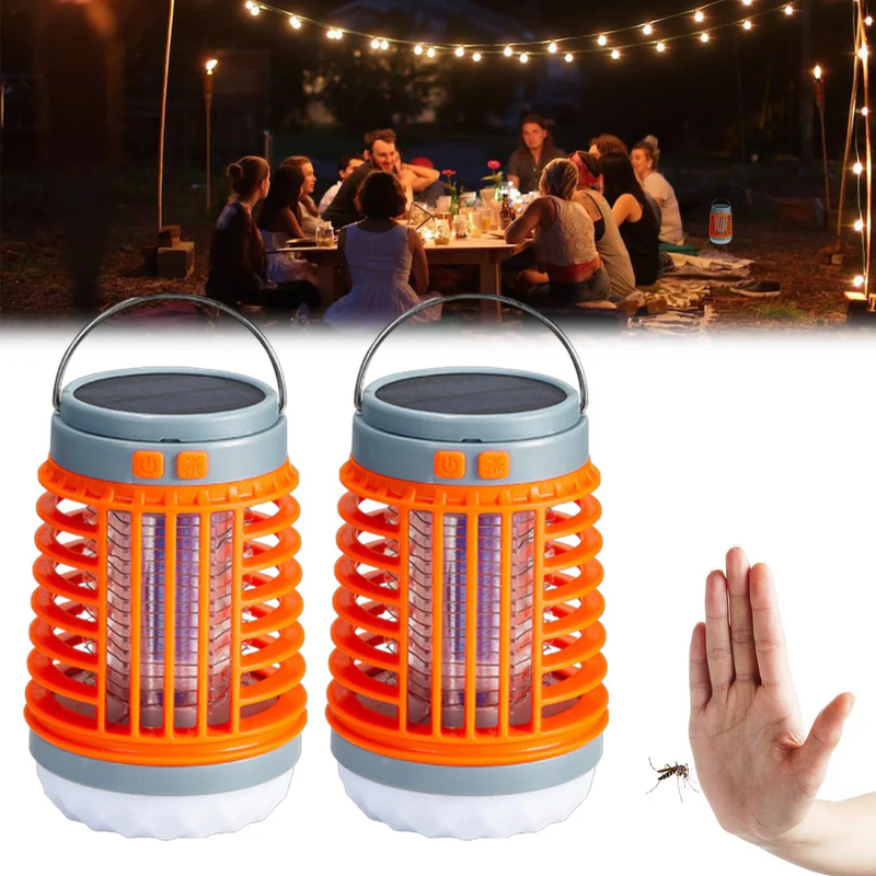 Multiplen Multifunctional Solar Camping Mosquito zapper Lamp, 2024 New Outdoor Waterproof Mosquito zapper Lamp, Portable 3 In 1 Cordless Mosquito zapper Lamp, Suitable for Home, Camping, Picnic (2pcs)