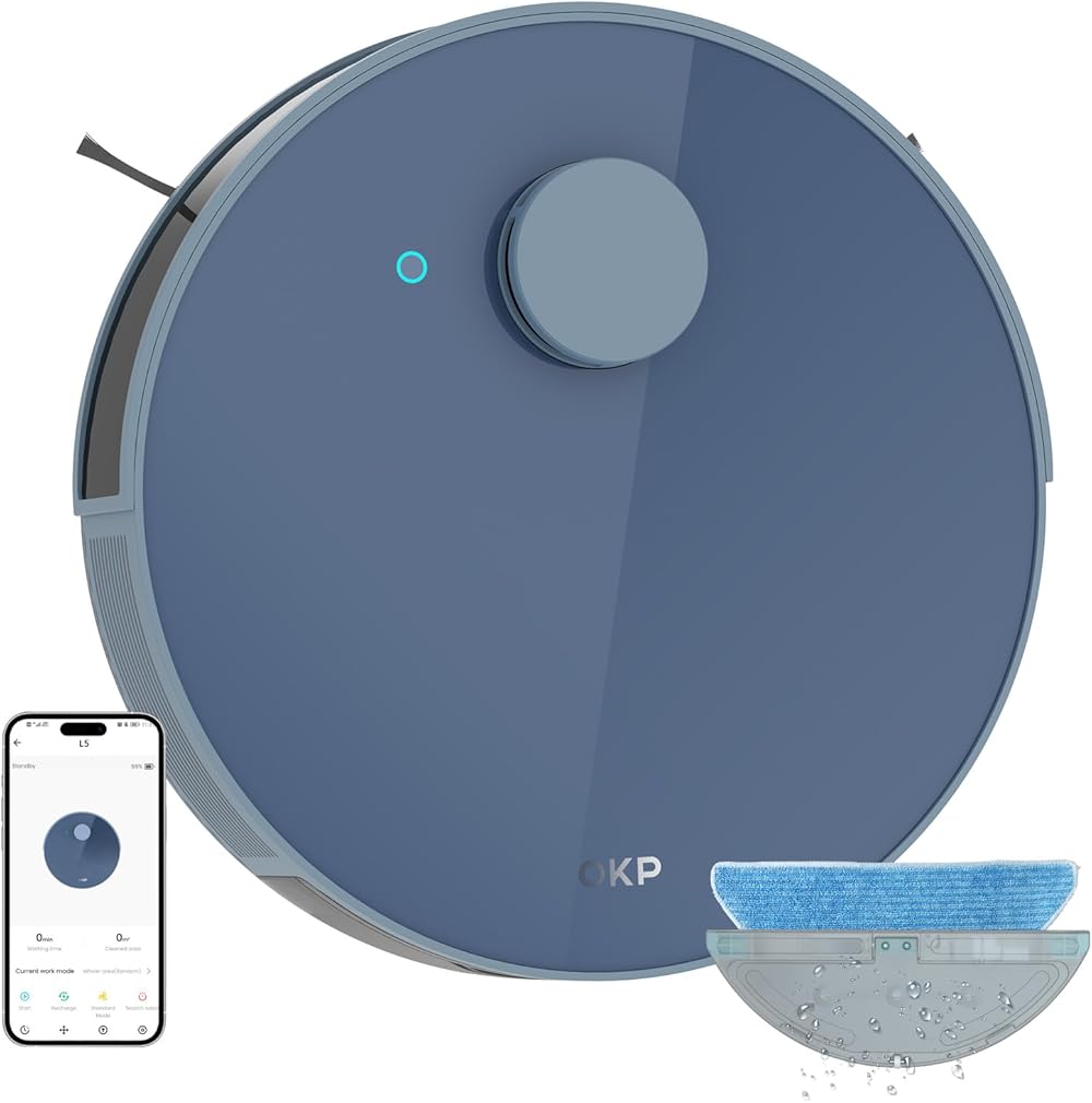 Robot Vacuum and Mop Combo, LiDAR Navigation, 4000Pa Suction, No-Go Zone, 200Mins Runtime, Smart Mapping Robotic Vacuum, Wi-Fi/App/Alexa Control, Ideal for Pet Hair, Hard Floor and Carpet