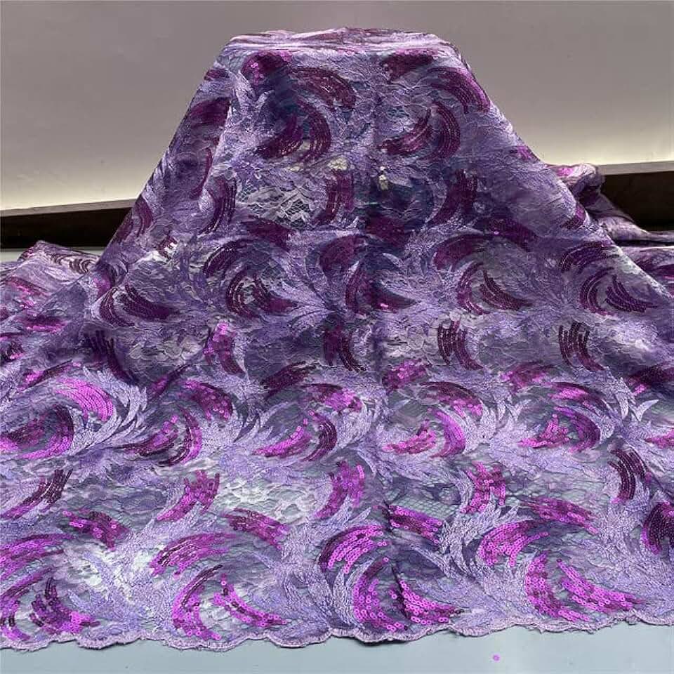 5 Yards Embroidery African Lace Fabrics Sequins Lace Fabrics Flower Pattern Laces Fabric for Nigerian Net Lace PS937