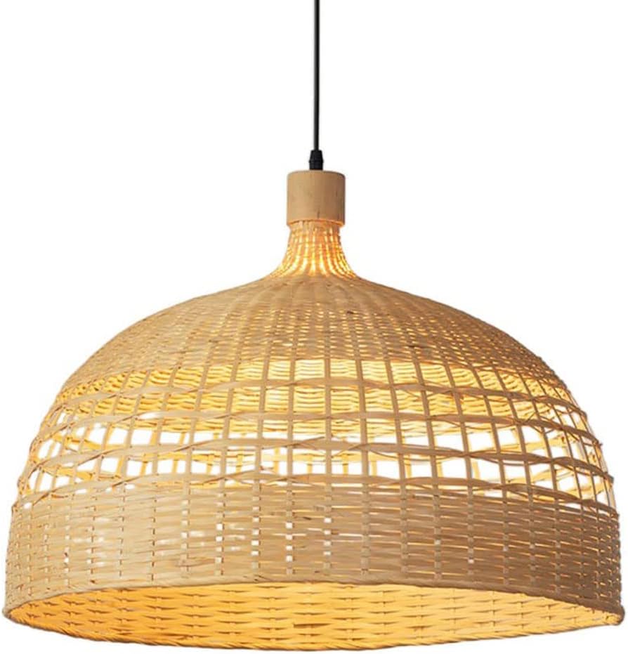 Chinese Bamboo Woven Pendant Light Creative Hollowing Bamboo Light Fixture Minimalism Wicker Light Fixtures Ceiling for Restaurant Kitchen Island Farmhouse Chandelier