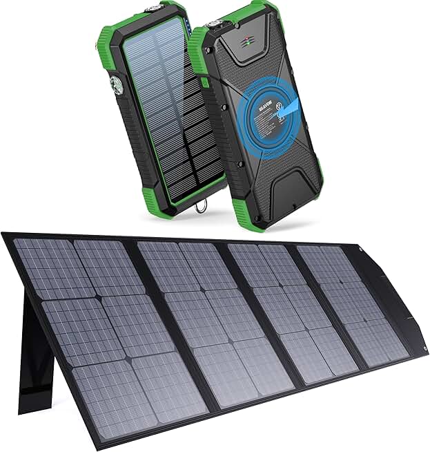 BLAVOR 20,000mAh Solar Power Bank Green Plus BLAVOR 120W Solar Panel