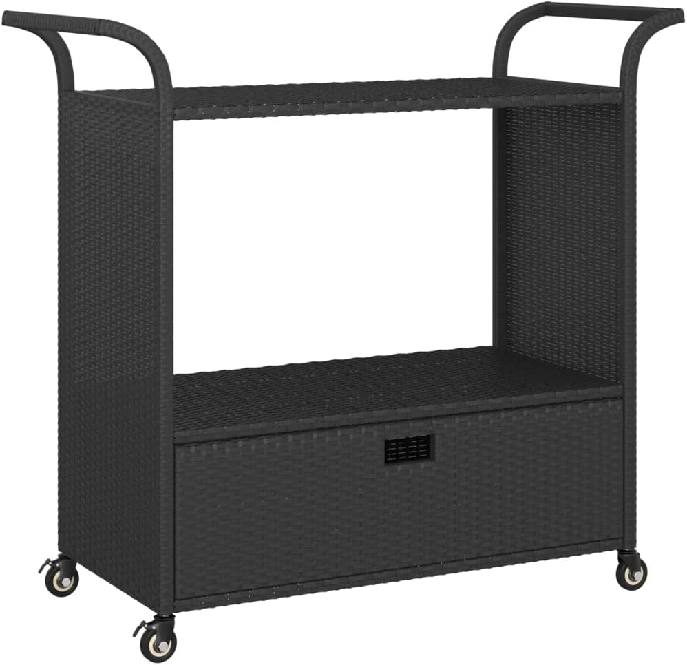 Furniking Bar Cart with Drawer Black 39.4