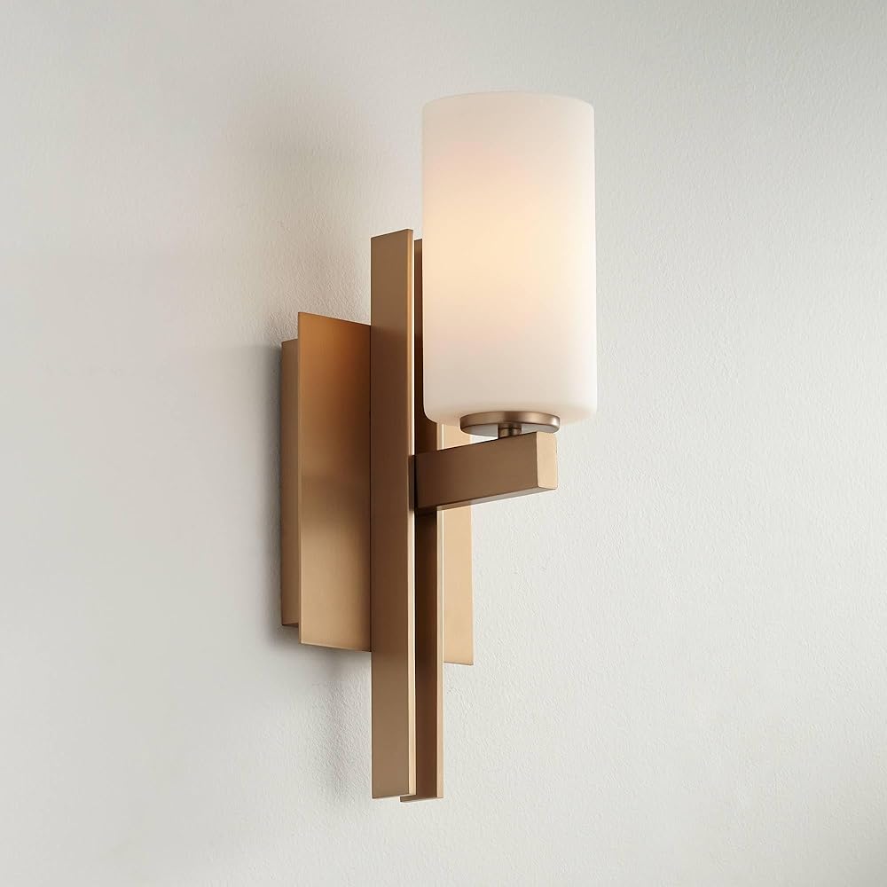 Possini Euro Design Ludlow Modern Wall Sconce Lighting Burnished Brass Metal Hardwired 14