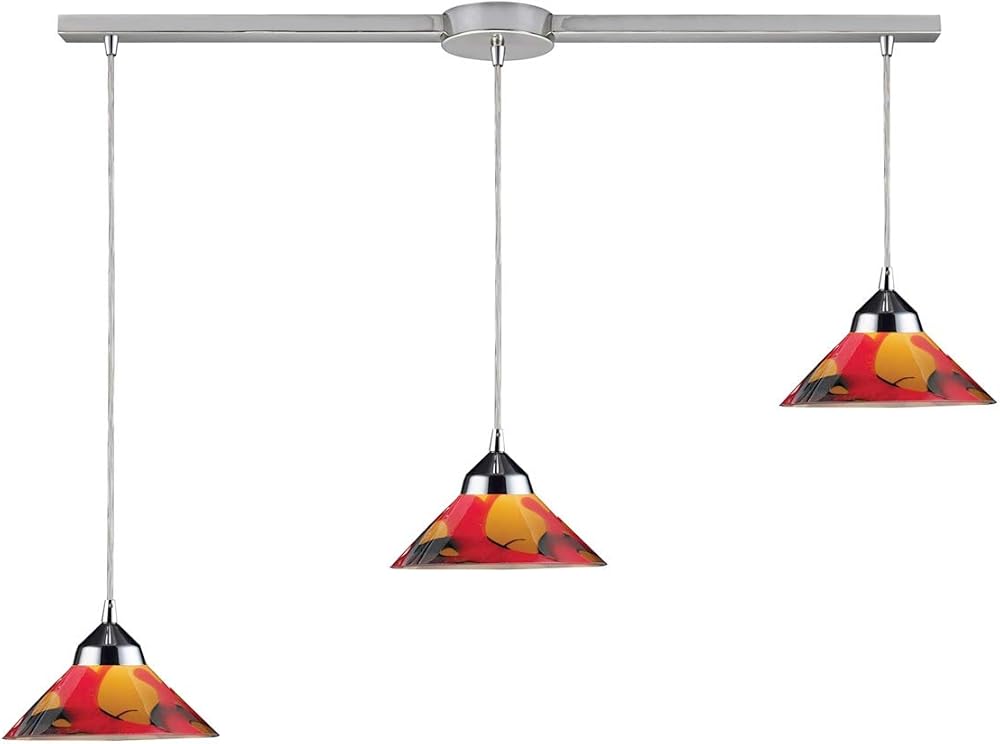 Elk 1477/3L-JAS 3-Light Pendant in Polished Chrome and Jasper Glass
