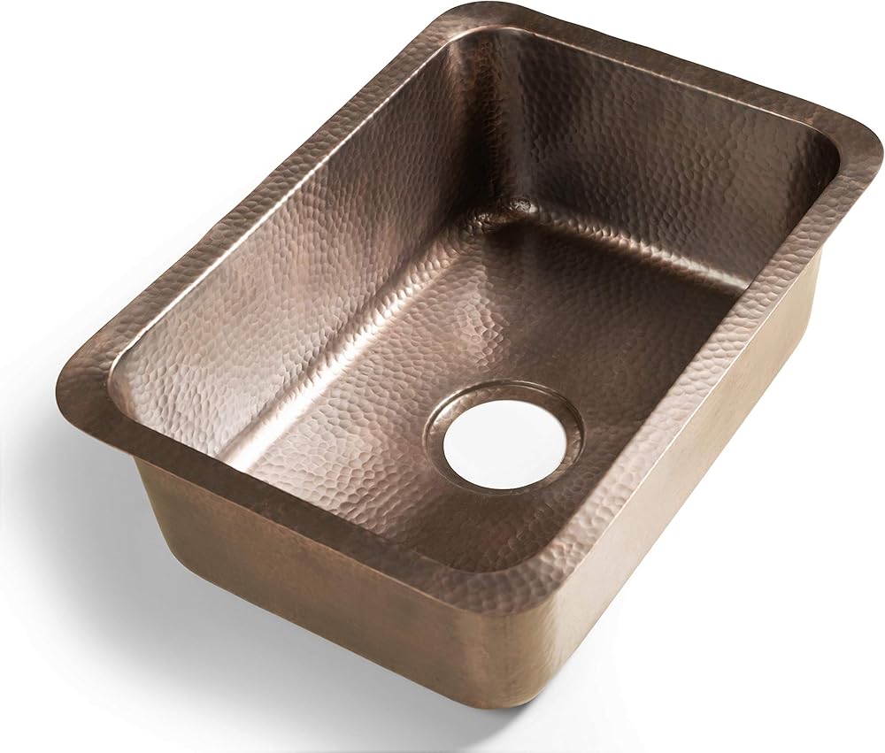 Monarch Abode 17098 Pure Copper Hand Hammered Milan Single Bowl Kitchen Sink (21 inches)