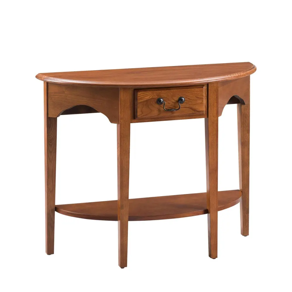 Demilune Console in Medium Oak