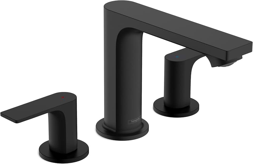 Hansgrohe Rebris E Contemporary 2-Handle 3-Hole 5-inch Tall Bathroom Sink Faucet in Matte Black, 72532671
