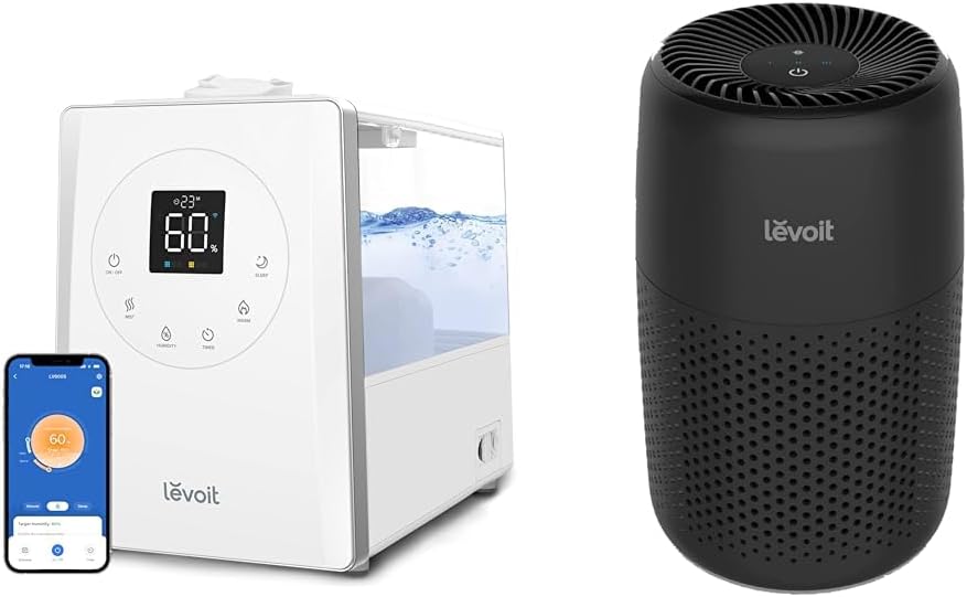 LEVOIT LV600S Smart Warm and Cool Mist Humidifiers for Home Bedroom Large Room & Air Purifiers For Bedroom Home, 3-in-1 Filter Cleaner With Fragrance Sponge