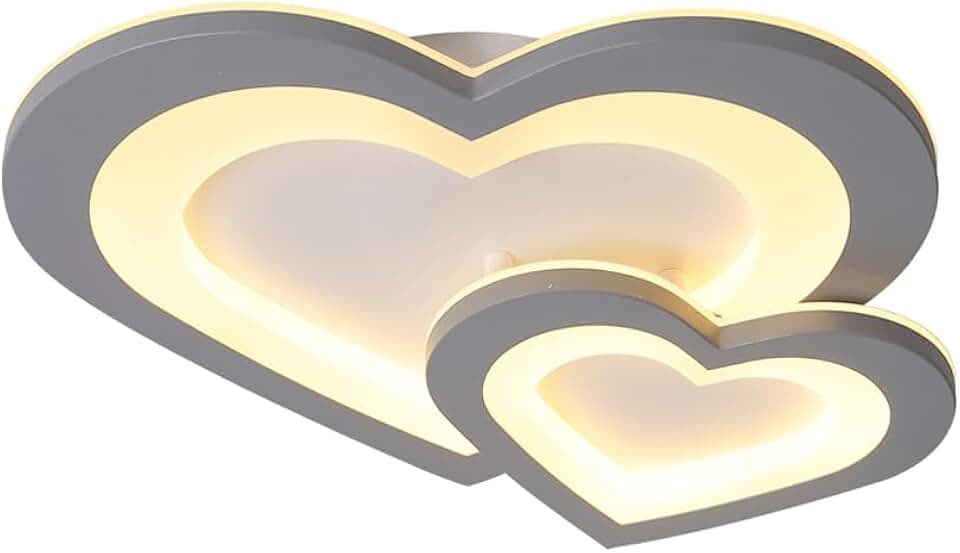 Modern Ceiling Light, Heart Sdimmable Led Chandelier Flush Mount Ceiling Lights, Remote Control Acrylic Ceiling Lamp Fixture for Living Room Dining Room Bedroom/Grey/a