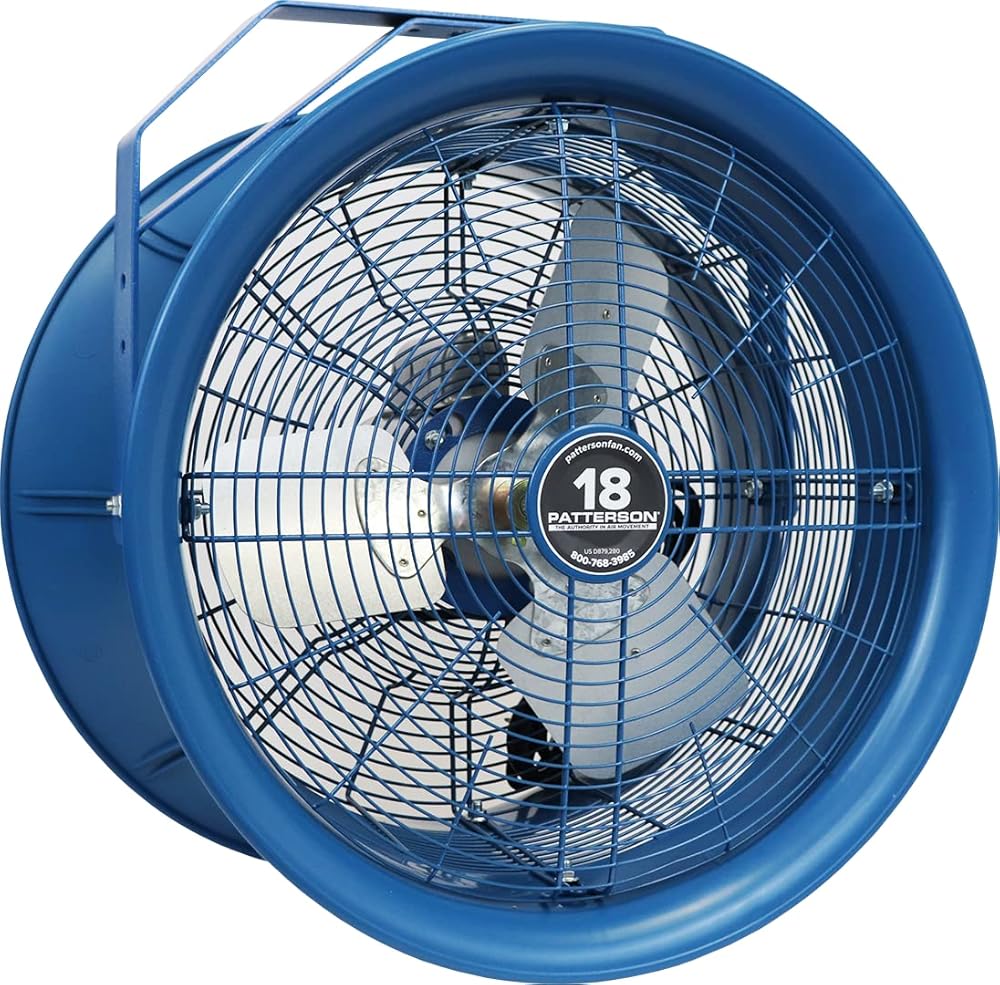 Patterson Fan High Velocity Fan with Yoke Mount, 3PH 230/460 V H18B, Blue, 24