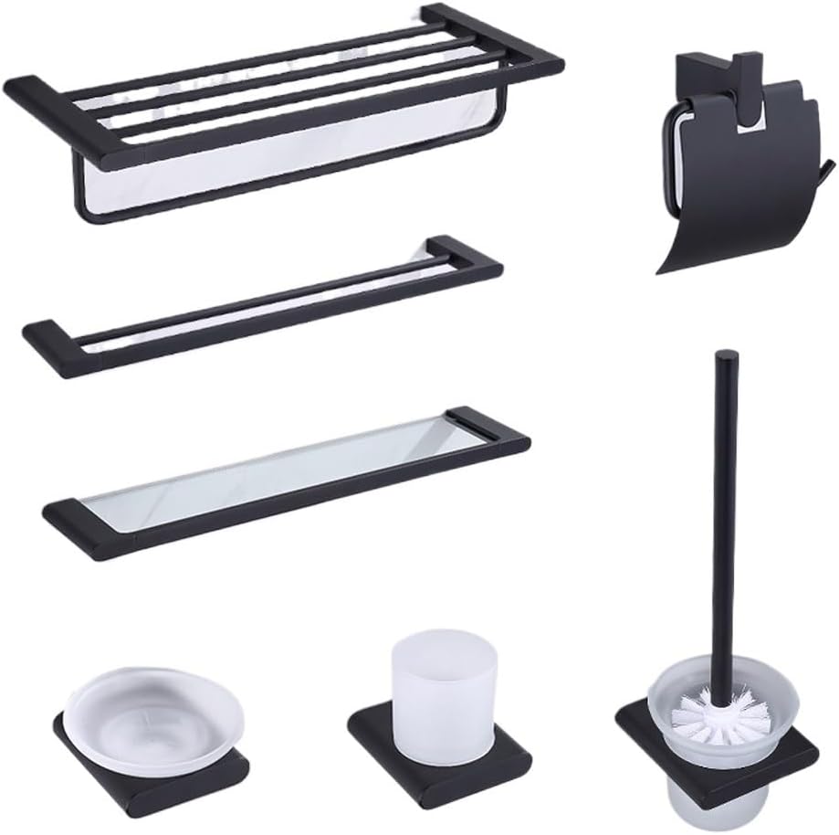 Black Perforated Bathroom Towel Rack Wall Hanging