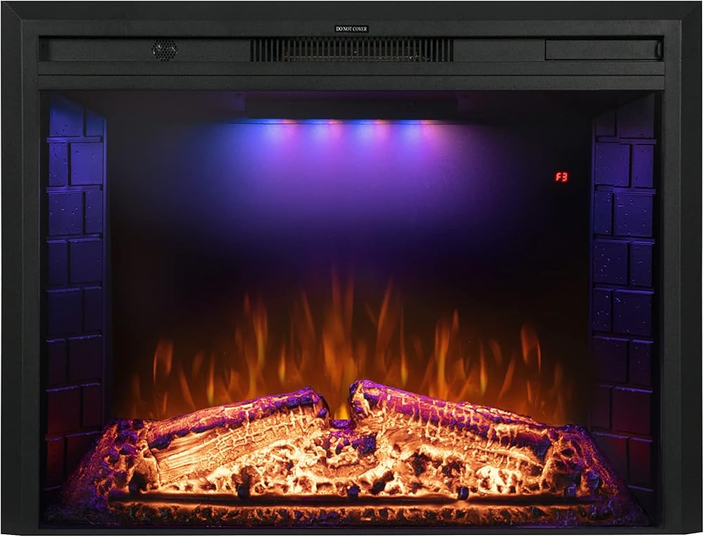 Benrocks 36'' Electric Fireplace Inserts, Recessed & Built in Wall Electric Fireplace Heater with Fire Crackling Sound, Adjustable Top Light & Flame Speed, Overheating Protection, 750/1500W Black