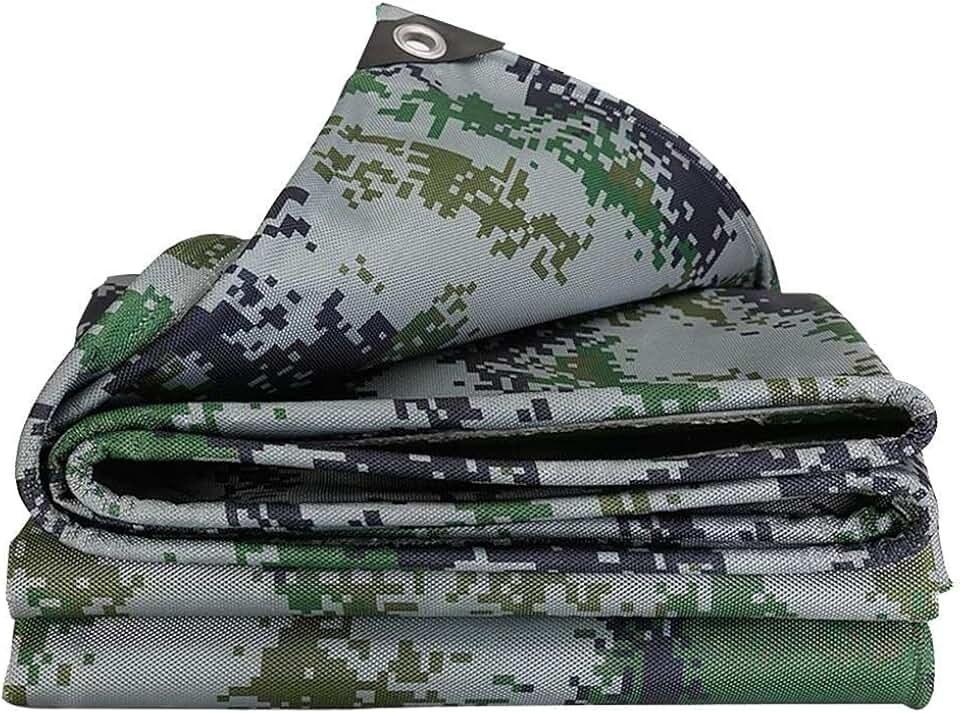 Tarpaulin Waterproof Dust Cover Anti-UV Edge Reinforcement Camouflage Oxford Cloth Aluminum Eyelet Outdoor Garden Furniture Protection, 12 Sizes (Color : Green, Size : 4.5x4m)