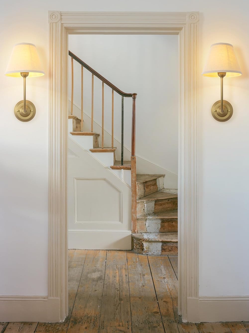 Vintage Fabric Wall Sconce Linen Cloth Shade, E26 Hardwired Indoor Wall Mounted Lamp Fixtures for Living Room Bedroom Stairs Hallway