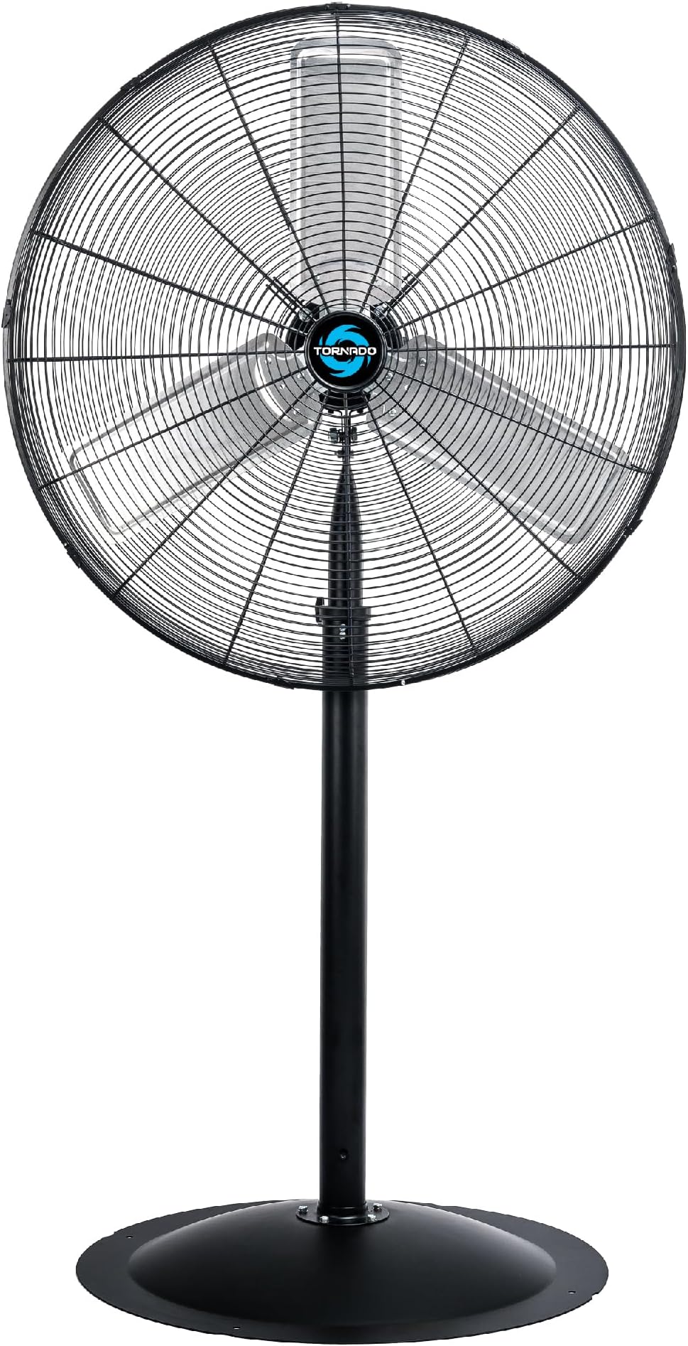 High Velocity Stationary NonOscillating Metal Pedestal Fan, 30 Inch, Adjustable Height, Adjustable Tilt, Commercial Industrial Use 3 Speed 8850 CFM 10 FT Cord UL Safety Listed, Black