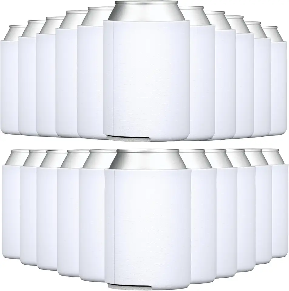 TahoeBay Bulk Can Coolers (500-Pack) Blank Foam Sleeves Plain Soft Insulated Blanks for Soda, Beer, Water Bottles, HTV Vinyl Projects, Wedding Favors and Gifts (White)