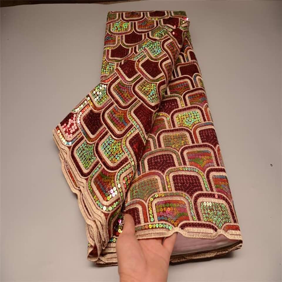 5 Yards African French Net Lace Fabric with Sequins Sequins Tulle Lace Fabric Nigerian Lace Fabric for Wedding Dress PS934