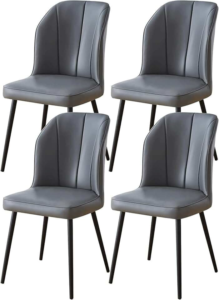 Kitchen Chairs Anti-Skid Leisure Chair Meal Chairs Upholstered Seat Dining Chair Set of 4 Makeup Chair with Black Metal Legs Multipurpose Comfortable Durable Soft Pu Leather Side Chair/D/88*43