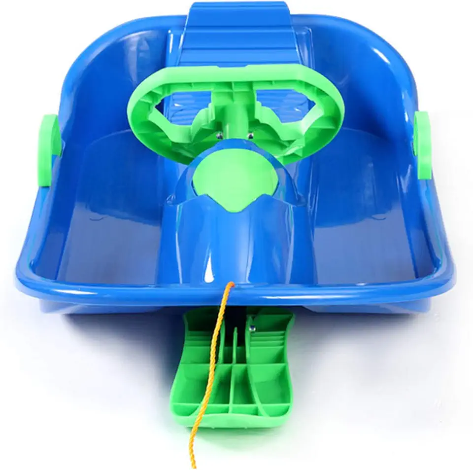 FACAI Double Thickened Grass Skis Skis Children Sandboards Adults With Steering Wheel Brakes Sledge Sledge Board With Rudder,Blue