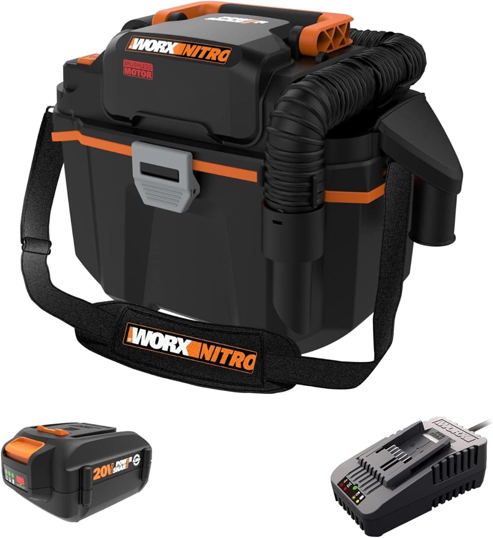 WORX Nitro WX031L 20V 2.1 Gal Cordless Wet/Dry Vacuum, Black