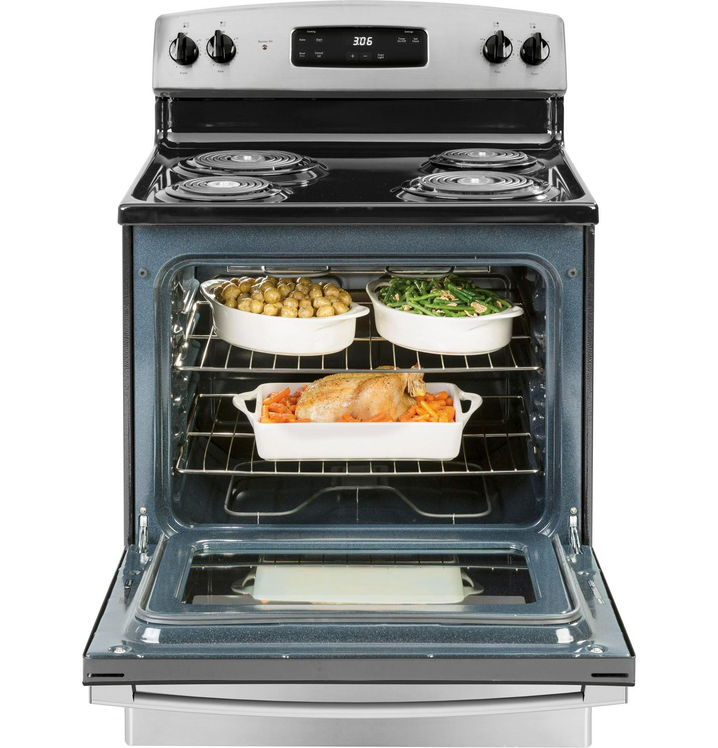 GE 30-in 4 Burners 5-cu ft Freestanding Electric Range (Stainless Steel)