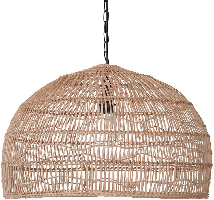 KOUBOO 1050100 Open Weave Cane Rib Dome Hanging Ceiling Lamp, One Size, Wheat