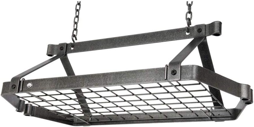 Enclume DR5 Decor Retro Rectangle Ceiling Rack with Grid, Hammered Steel