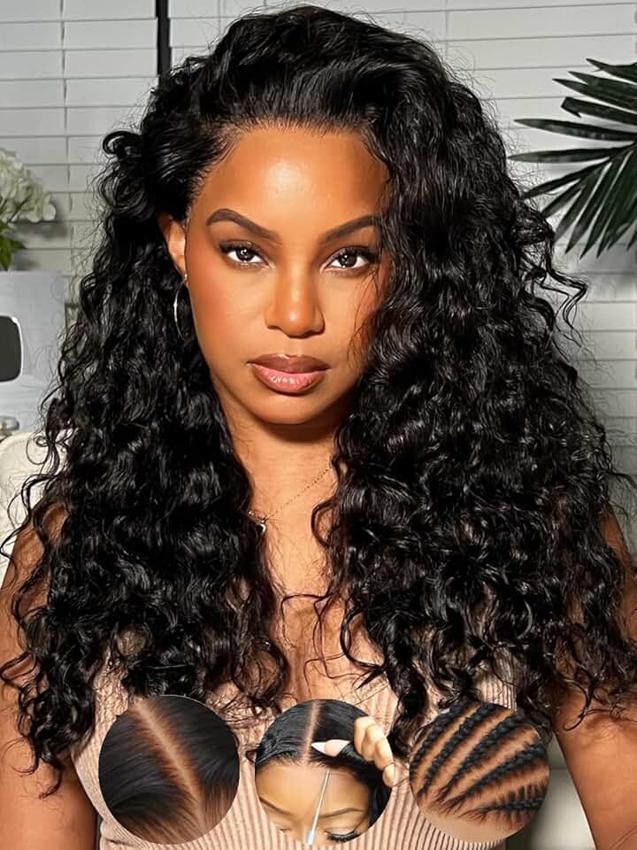 Julia Hair Water Wave 13x4 Pre Everything Glueless Lace Front Wigs Human Hair for Women 12A Pre Cut HD Lace Frontal Wigs Pre Plucked Put on and Go Bye Bye Knots Wig Natural Color 180% Density 26 Inch