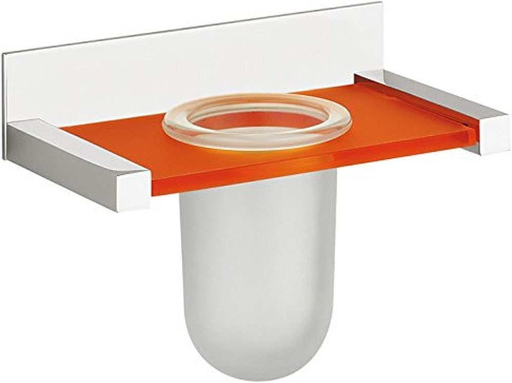 Quadra Wall Mounted Tooth Brush Holder, Chrome/Orange
